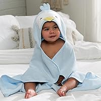 Gerber Baby 4 Piece Animal Character Hooded Towel and Washcloth Set, Blue Penguin, One Size