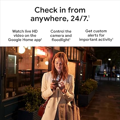 Google Nest Cam with Floodlight - Outdoor Camera - Floodlight Security Camera, White, 1 Count (Pack of 1)