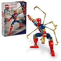 Marvel Iron Spider-Man Construction Figure, Super Hero Marvel Toy for Kids, Posable Spider-Man Action Figure with Armor, Buildable Toy Model, Gift for Boys and Girls Ages 8 and Up, 76298