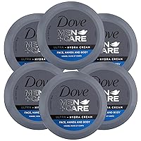 Dove Men+Care Ultra Hydra Cream, Face, Hands and Body care, All Skin Types, 6 Pack of 2.53 Oz Each
