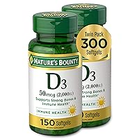 Vitamin D3, Vitamin Supplement, Supports Immune System and Bone Health, 50mcg, 2000IU,150 Count (Pack of 2)