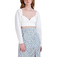 BCBGeneration Women's Long Sleeve Sweetheart Neck Crop Top with Curved V Wire