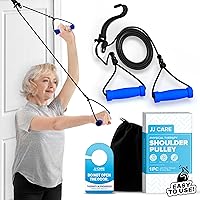 JJ CARE Over The Door Shoulder Pulley for Physical Therapy, 90 Inches Adjustable Exercise Pulleys for Shoulder Rehab – Rotator Cuff Exercise Equipment with Padded Handles, Door Hanger & Carry Bag