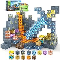 Magnetic Blocks-Build Mine Magnet World Edition Mine Sword Caverns Magnet Classroom Must Haves Toddler Toys for Boys & Girls Age 3-4 4-5 6-8, Sensory Montessori Toys for Kids for 3+