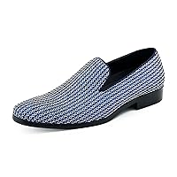 Amali Devy, Men's Slippers - Mens Loafers - Tuxedo Shoes - Mens Fashion Shoes, Velvet Embellished, Dress Shoe, Rhinestone Mens Casual Shoes