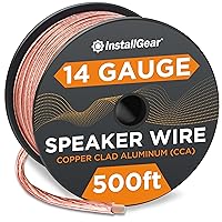 InstallGear 14 Gauge Wire AWG Speaker Wire (500ft - Clear) | Speaker Cable for Car Speakers Stereos, Home Theater Speakers, Surround Sound, Radio, Automotive Wire, Outdoor | Speaker Wire 14 Gauge