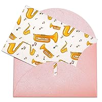 Saxophone Music Note Greeting Cards Blank Note Cards with Envelope Anniversary Card Thanks Card 4 X 6 Inches