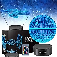 3D Star Wars Lamp -3 Patterns Night Light with Timing Remote Control and 16 Color Changing Decor lamp, Star Wars Toys Birthday and Christmas Gifts for Boys Men Kids Fans