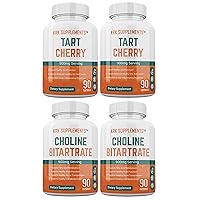 Bundle Combo of 2 Bottles of Choline Bitartrate and 2 Bottles of Tart Cherry Extract