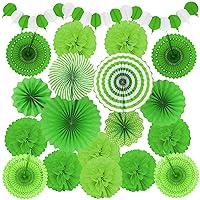 Green Party Decorations, Papar Fans Pompoms Fans Garlands for Birthday Wedding Graduation Summer Forest Carnival St.Patrick's Irish Party Decorations