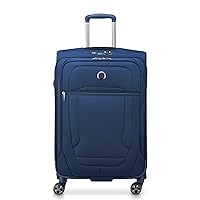 DELSEY Paris Helium DLX Softside Expandable Luggage with Spinner Wheels, Navy Blue, Checked-Medium 25 Inch