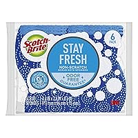 Scotch-Brite Stay Fresh Non-Scratch Scrub Sponges, Sponges for Cleaning Kitchen, Bathroom, and Household, Non-Scratch Sponges Safe for Non-Stick Cookware, 6 Scrubbing Sponges