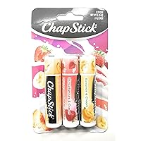 ChapStick (1) Pack Lip Balm Sticks - 3pc Set Includes: Peaches & Cream, Strawberries & Cream, Bananas & Cream - Paraben Free