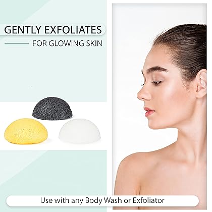 pureSOL Konjac Sponge - Activated Charcoal - Facial Sponge, 100% Natural Sponge, Eco-Friendly - Great for Acne, Exfoliating