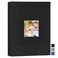 Lanpn Photo Album 9x12, Linen Hard Cover Acid Free Slip Slide in Photo Albums Sleeves Holds 50 Top Load Vertical Only 9x12 Pictures (Black)