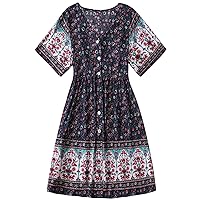 Green Dress Women Sexy,Women's Bohemian Style Floral Dress Casual Loose Dress with Pockets Fancy Plus Size Dres