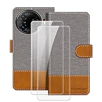 Leather Case for Tecno Camon 30 Pro 5G Magnetic Phone Case with Wallet and Card Slot + [2 Pack] Tempered Glass Screen Protector for Tecno Camon 30 Pro 5G (6.78”)