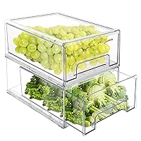 Eanpet 2Pack Fridge Drawers Pull Out Stackable Refrigerator Organizer Drawer Bins with Handles for Fruit Clear Pantry Organizers and Food Storage Container for Produce Veggie Vanity