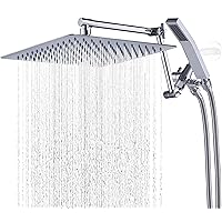 G-Promise All Metal 12 Inch Rainfall Shower Head with Handheld Spray Combo| 3 Settings Diverter|Adjustable Extension Arm with Lock Joints |71 Inches Stainless Steel Hose (Chrome)