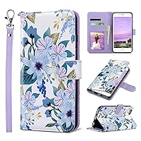 ULAK Wallet Case for iPhone 6s Plus, iPhone 6 Plus Case, Flip Folio PU Leather Kickstand Case with Card Slot Wrist Strap ID Credit Card Pockets for iPhone 6 Plus / 6S Plus 5.5 inch, Blossom