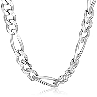 Amazon Collection Men's Sterling Silver Italian Solid Figaro Link-Chain Necklace