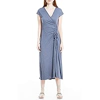 Max Studio Women's Crinkled Jersey Side Ruched Midi Dress