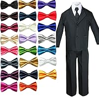 6pc Formal Boy Black Tuxedo Suit w/Satin Colors Bow tie from Baby Boy Teen