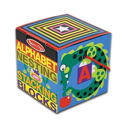 Melissa & Doug Deluxe 10-Piece Alphabet Nesting and Stacking Blocks - Stack And Sort , ABC Learning , Stackable Toys For Toddlers Ages 2+