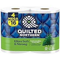 Quilted Northern Ultra Soft & Strong Toilet Paper, 4 Mega Rolls = 16 Regular Rolls White