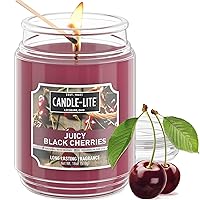 Scented Juicy Black Cherries Fragrance, One 18 oz. Single-Wick Aromatherapy Candle with 110 Hours of Burn Time, Dark Red Color