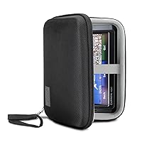 USA GEAR Hard Shell Electronic Organizer Travel Case 7.5 Inch - GPS Cases with Accessory Pocket and Water Resistant Exterior Compatible with Garmin GPS, Chargers, and More Electronics - Black
