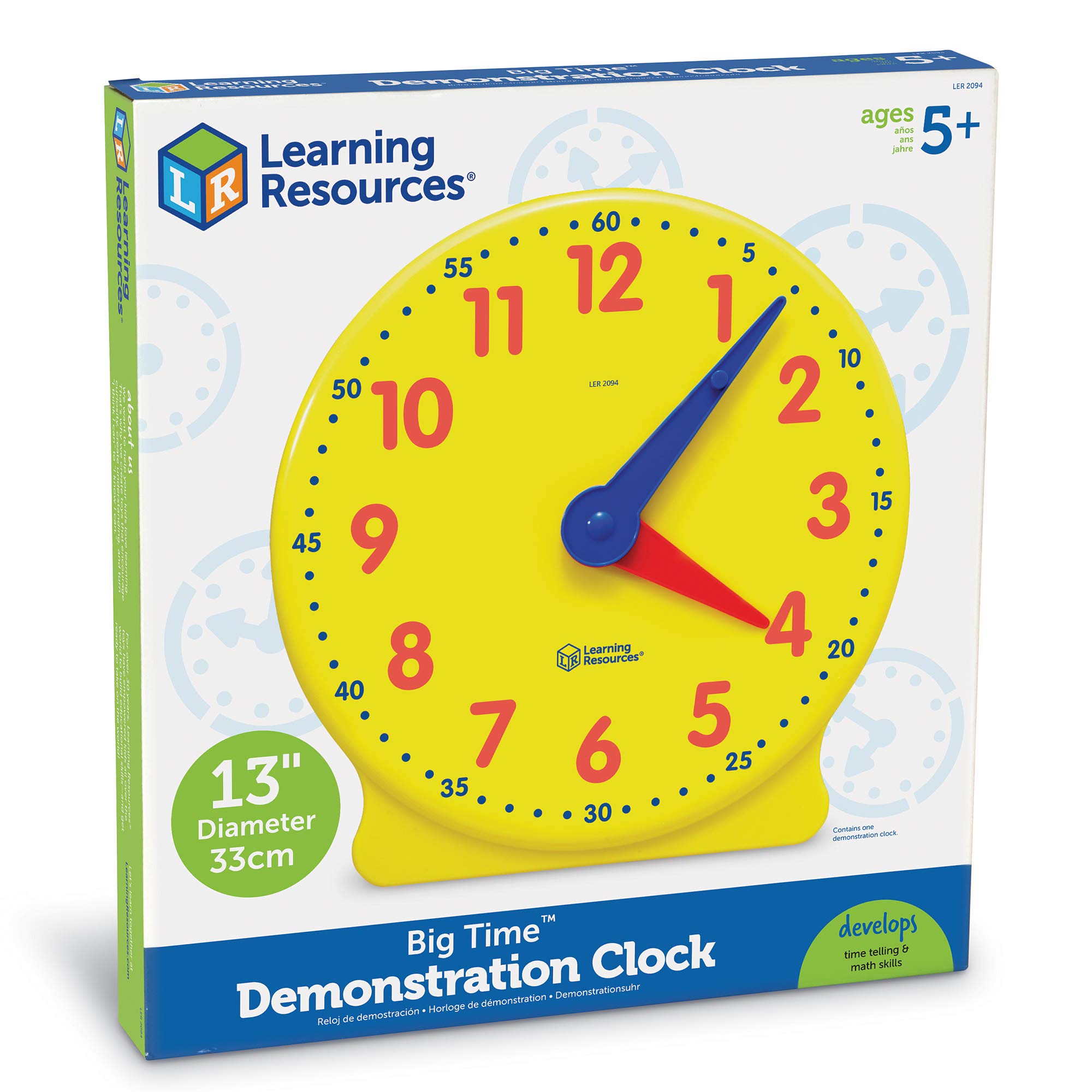 Learning Resources Big Time Learning Clock, Analog Clock, Homeschool, 12 Hour, Basic Math Development, Ages 5+