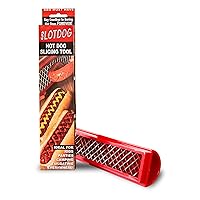 SLOTDOG - Hot Dog Slicing Tool - Stainless Steel Cutter Blades for Kitchen, Grilling, Tailgating, Camping and Backyard Outdoor BBQ - 10 inch - Red