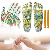 Reflexology Socks,Gloves ＆ 2 Massage Tools,Reflexology Foot Massager,Acupressure Socks,Massage Socks Reflexology Tools for Pain Relief, Improve Health Care