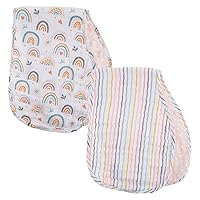 Stephen Joseph, Muslin Baby Burp Cloths, 2-Pack 100% Cotton, Burp Cloth for Baby Boys and Girls, Rainbow