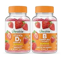 Lifeable Vitamin D 5000 IU + B Complex, Gummies Bundle - Great Tasting, Vitamin Supplement, Gluten Free, GMO Free, Chewable Gummy