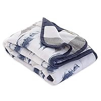 Burts Bees Baby Infant Reversible Blankets 100% Organic Cotton GOTS Certified - Watercolor Mountains Prints with Quilting Pattern Soft Nursery Blanket with 100% Polyester Fill for Size 30 x 40 Inch