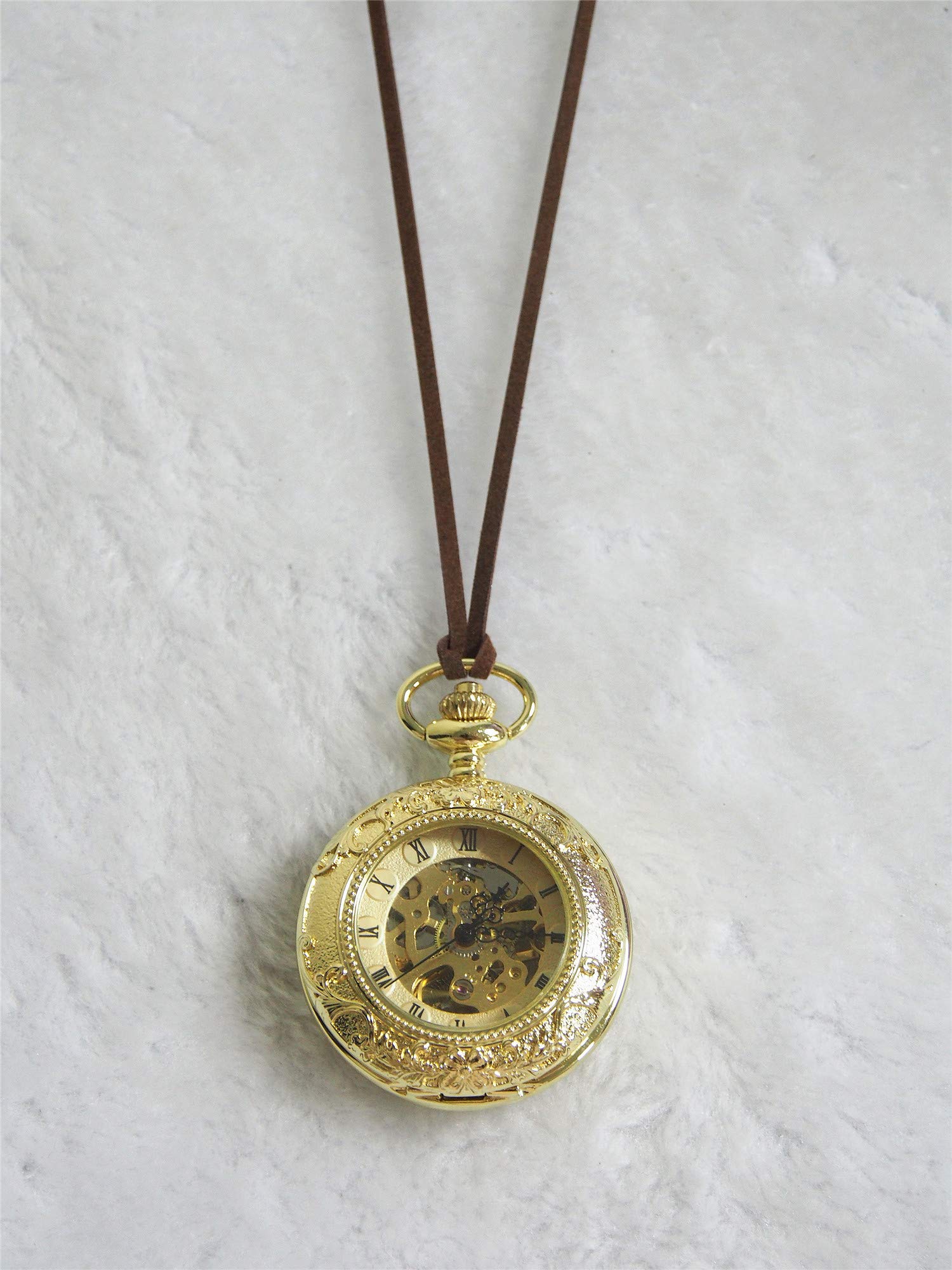 SEWOR Business Double Open Skeleton Pocket Watch with Chain, Mechanical Hand Wind Movement Full Hunter