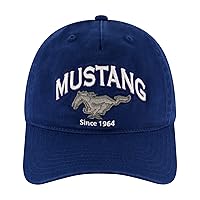 Concept One Ford Mustang Cotton Twill Baseball Cap, Logo Adjustable Snapback Baseball Hat with Curved Brim, Navy, One Size