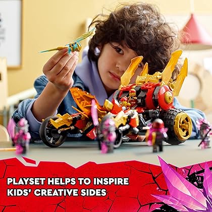 LEGO NINJAGO Kai’s Golden Dragon Raider Multi-Terrain Car Toy 71773 with Kai and Zane Minifigures, Building Set for Kids Ages 8 Plus