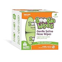 Boogie Wipes, Wet Wipes for Baby and Kids, Nose, Face, Hand and Body, Soft and Sensitive Tissue Made with Natural Saline, Aloe, Chamomile and Vitamin E, Fresh Scent, 45 Count (Pack of 2)