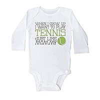 Baffle Tennis Onesie/WHEN I GROW UP, TENNIS LIKE MOMMY/Unisex Baby Bodysuit