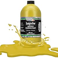 Lemon Yellow Acrylic Ready to Pour Pouring Paint - Premium 32-Ounce Pre-Mixed Water-Based - for Canvas, Wood, Paper, Crafts, Tile, Rocks and More