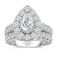 4.00 Carat Lab Grown Engagement Wedding Diamond Ring for Women with 10K White Gold and Round Diamonds (Color H/Clarity I1/ SIZE 7)
