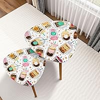 Small Coffee Nesting Table Set of 2 Bubble Tea Seamless Pattern Taiwanese Tapioca Balls Pearl Milk Tea Modern Minimalist Triangle Center Table Side Table Tea End Table for Living Room Office