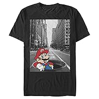 Nintendo Men's Super Mario Street Pop Up Black and White Photo T-Shirt