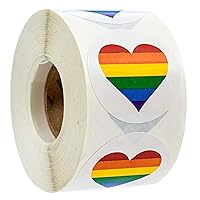 Rainbow Heart Stickers / 500 Colorful Gay Pride Stickers / 1.5