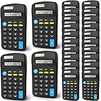 24 Pack Basic Calculators for Students, Pocket Calculator Bulk Classroom Mini Calculators Solar and Battery Dual Powered Handheld Calculator 8 Digit Display for Office School and Home