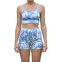 Daisy Del Sol Women's Crop Top Cami High Waisted Biker Shorts Yoga Athleisure Loungewear Co Ord Two Piece Matching Set