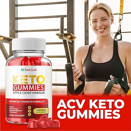 Sure Slim Keto Gummies - Official Formula, Vegan, Non GMO - Sure Slim ACV Keto gummies with Apple Cider Vinegar 1000mg, Sureslim Keto Gummies with Beet Root Juice, Pomegranate Juice (60 Gummies)